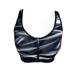 Victoria’s Secret Knockout Black White Zip Front Sports Bra 34C Athletic Wear